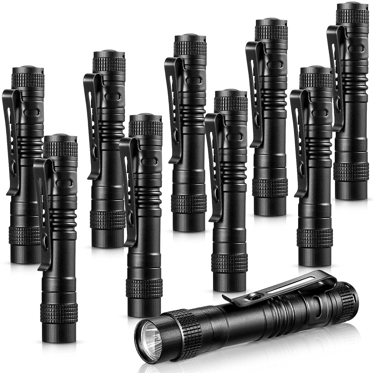Honoson pen light with aluminum clip for easy pocket attachment.