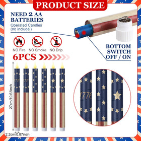 Honoson red white blue LED candles with 3D flicker for Memorial Day ambience