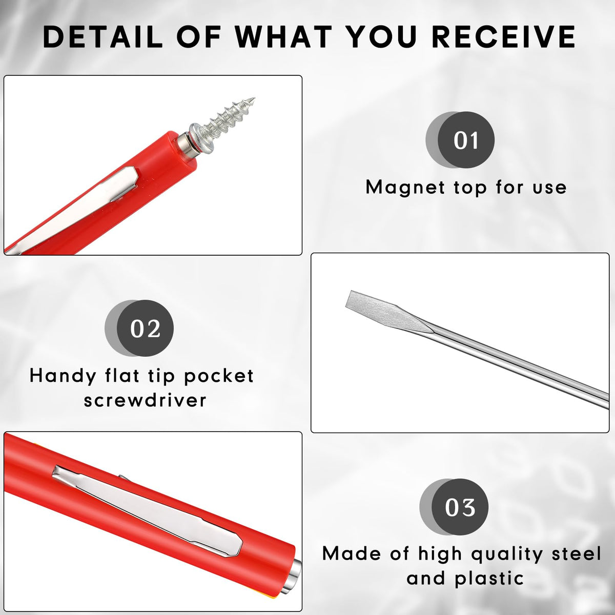 Honoson slotted head 3.2 mm for precise screw driving.