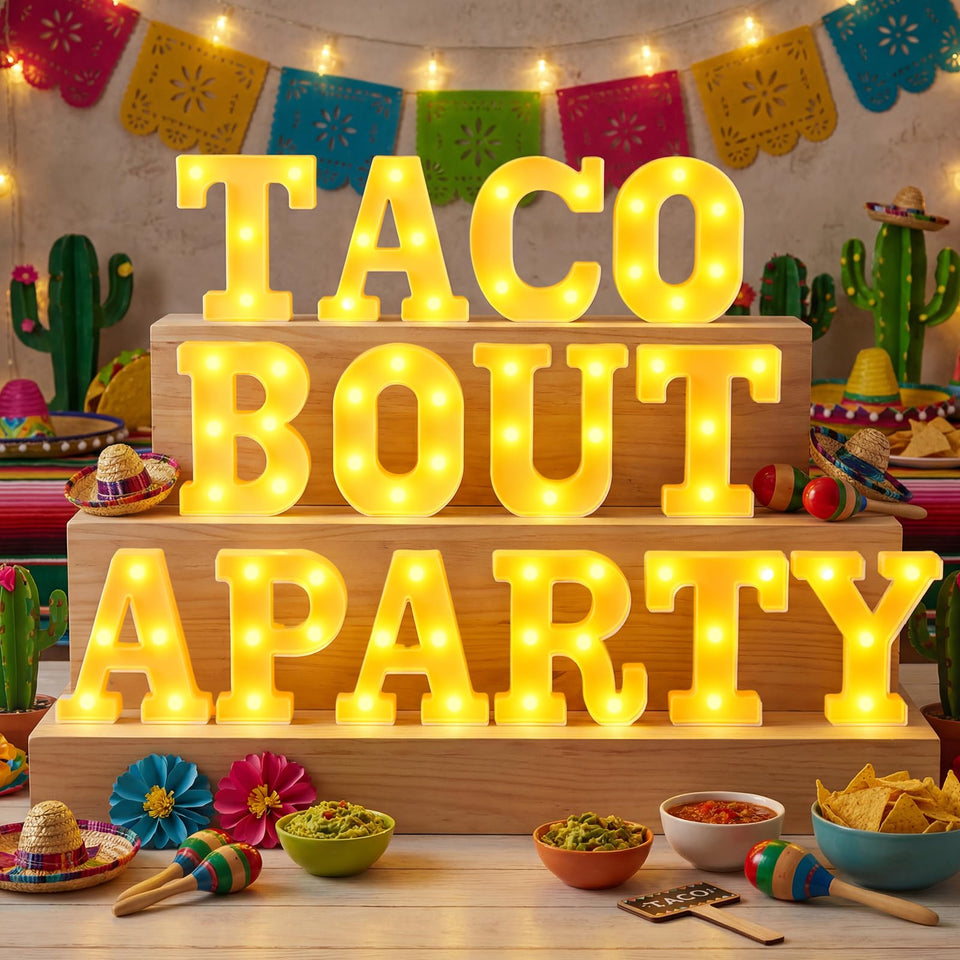 Honoson Taco Bout A Party LED letters set illuminate festive decor with warm glow