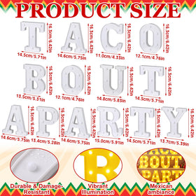 Honoson Taco Bout A Party table display letters serve as a playful centerpiece