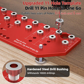 HONTAITUO shelf-pin jig demonstrates dual-function design for quick cabinet installs.