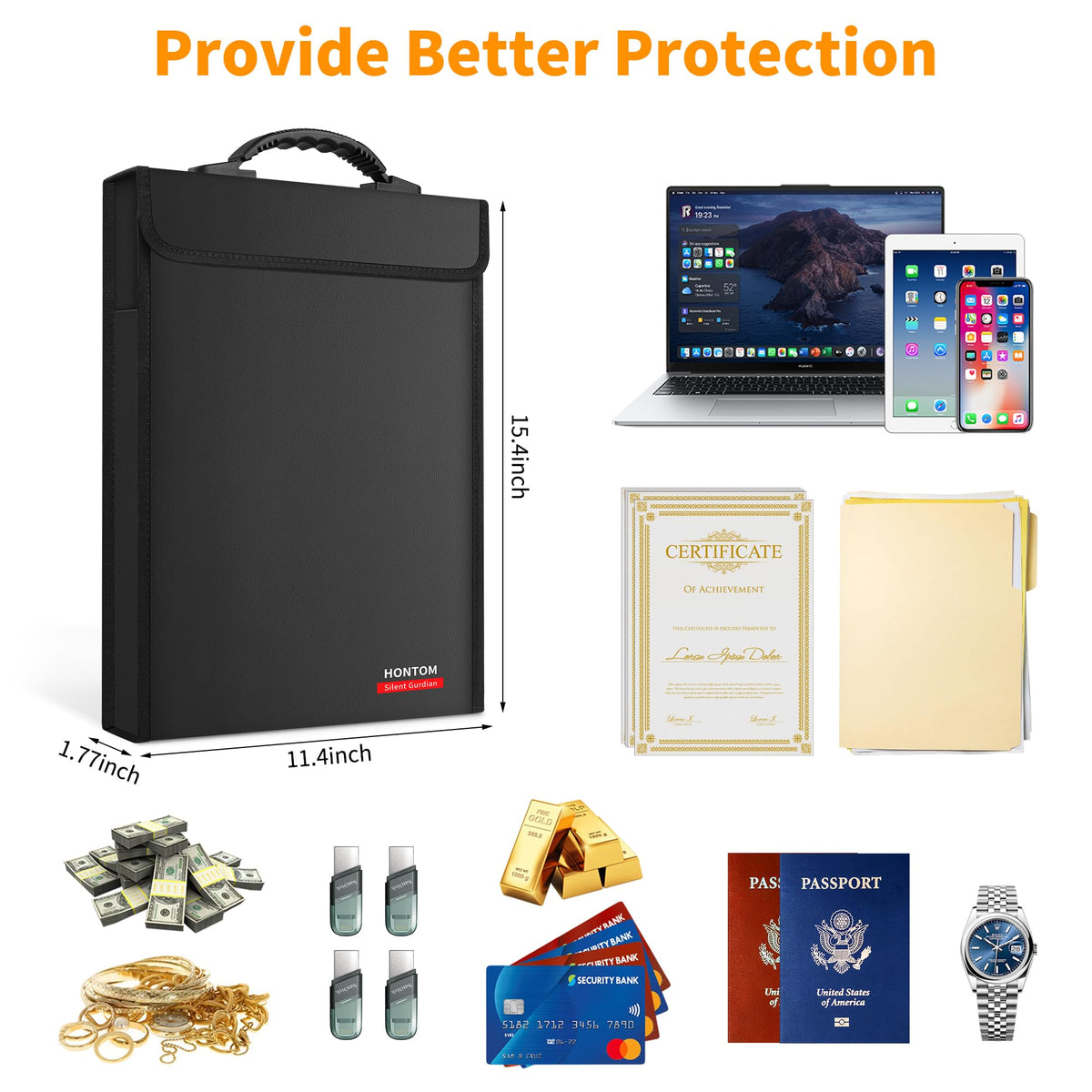 Hontom generous storage area fits up to 400 A4 sheets.