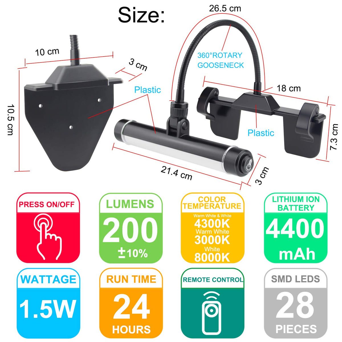 HONWELL 360-gooseneck offers flexible positioning for precise lighting.