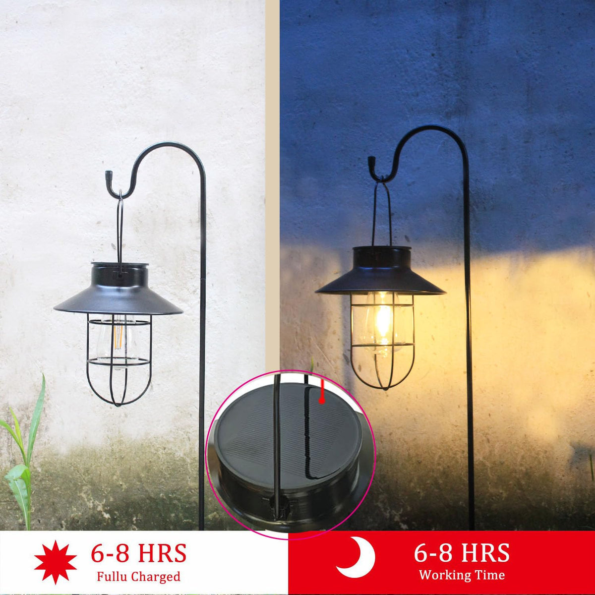 HOOEN garden lantern hanging setup black for pathways