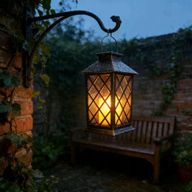 HOOEN LED flickering candle inside lantern creates warm glow