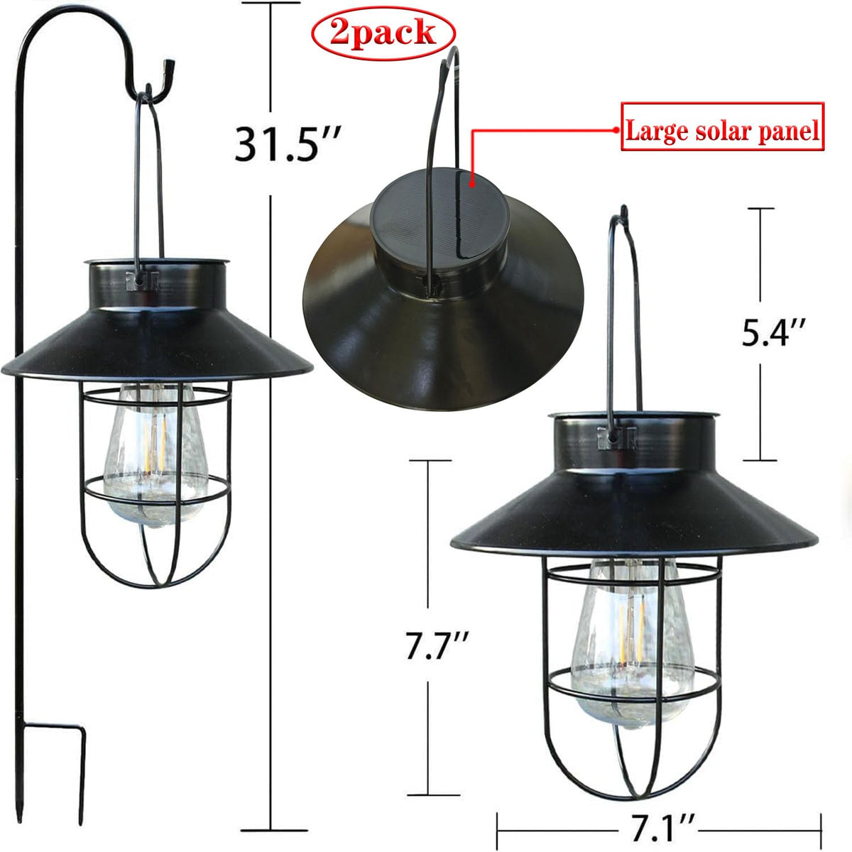 HOOEN metal Edison bulb lantern in black with vintage glow