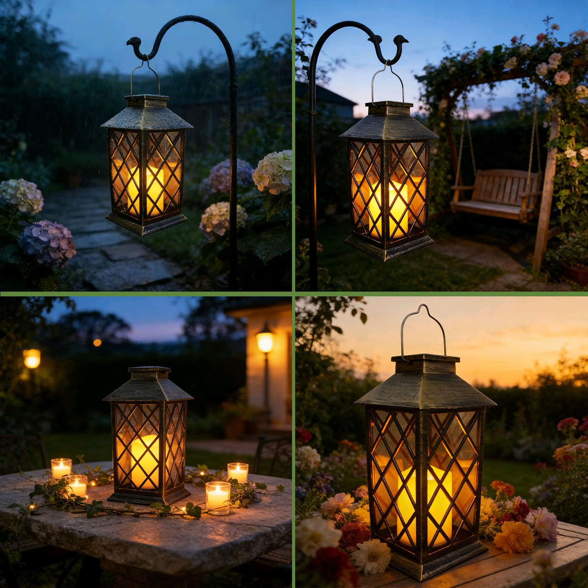 HOOEN outdoor lantern placed on table for soft patio lighting