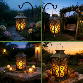 HOOEN outdoor lantern placed on table for soft patio lighting