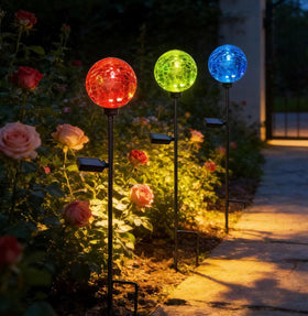 HOOEN color-changing solar globe illuminates pathways with vibrant hues