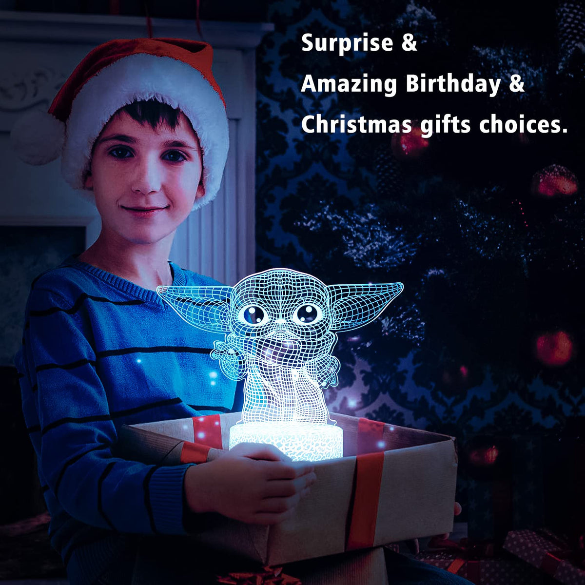 Hoofun USB and battery powered 3D night light for flexible placement.