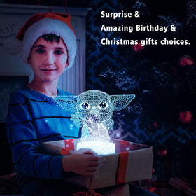 Hoofun USB and battery powered 3D night light for flexible placement.