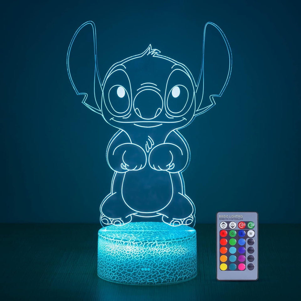 Hoofun Stitch Night Light with vibrant 3D illusion for cozy nights