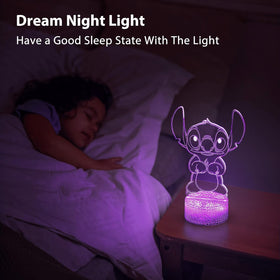 Hoofun Stitch Night Light showing timer and memory for easy use