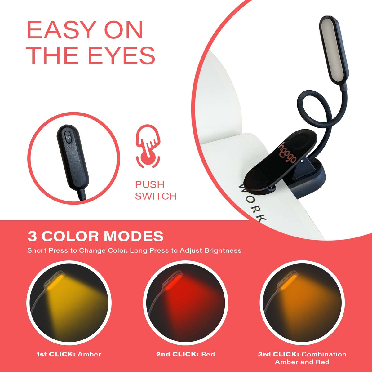 Hooga Amber Book Light is travel-friendly clip-on for planes and nights away.