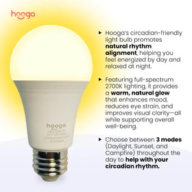 Hooga circadian 2100K for evening relaxation and focus.