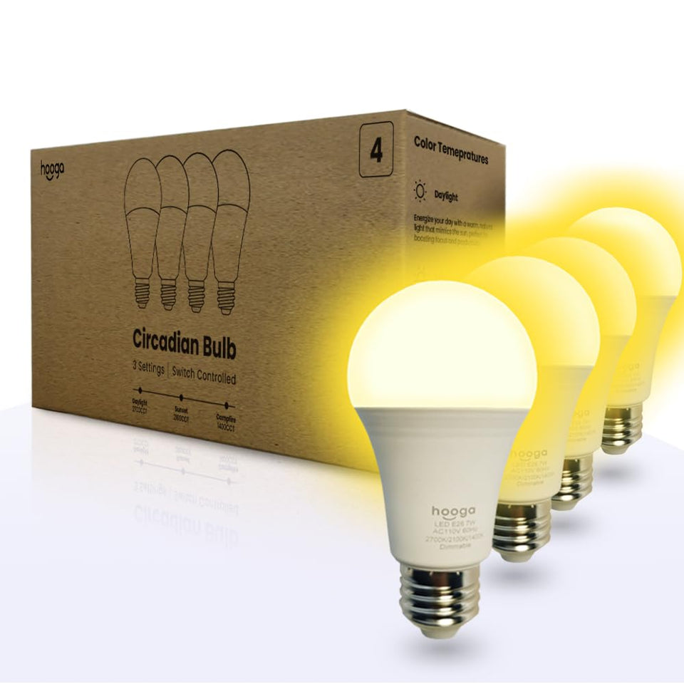 Hooga Circadian bulb 2700K glow enhances mood and color accuracy