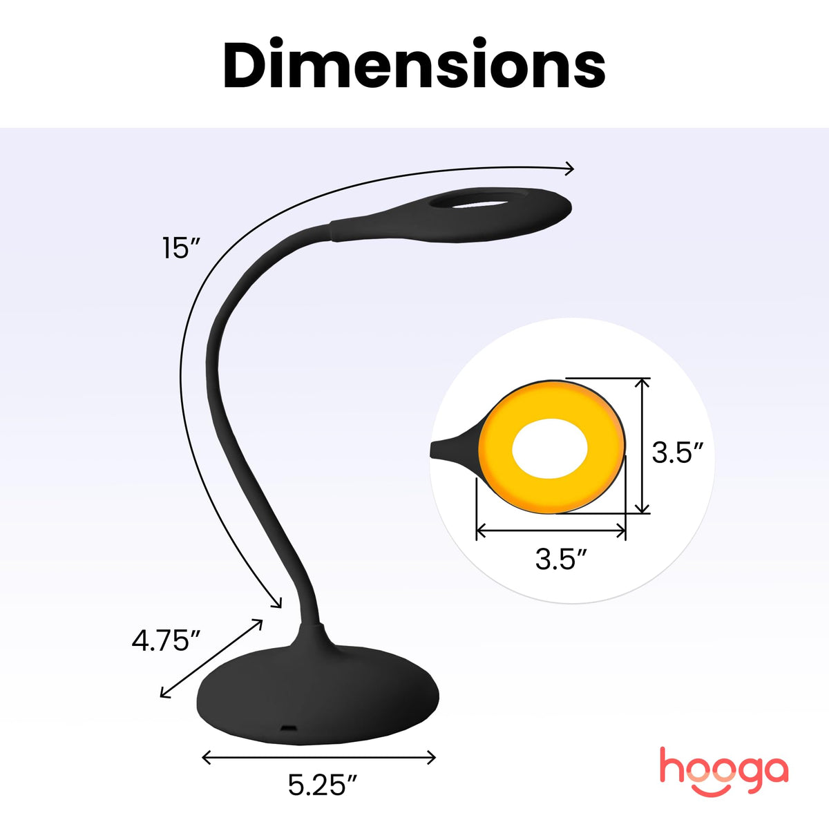 Hooga Desk Lamp 360-degree gooseneck for precise reading positioning.