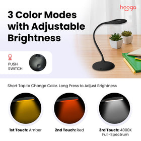 Hooga Desk Lamp red light 625nm for night-time use without blue light.