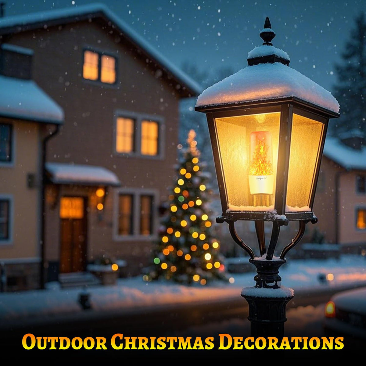 HoogaLife flame bulb Christmas decor evokes seasonal warmth with gentle candle-like motion.