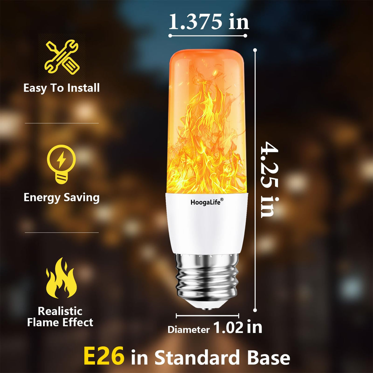 HoogaLife Flame Light Bulb lantern integration illuminates classic lantern lighting