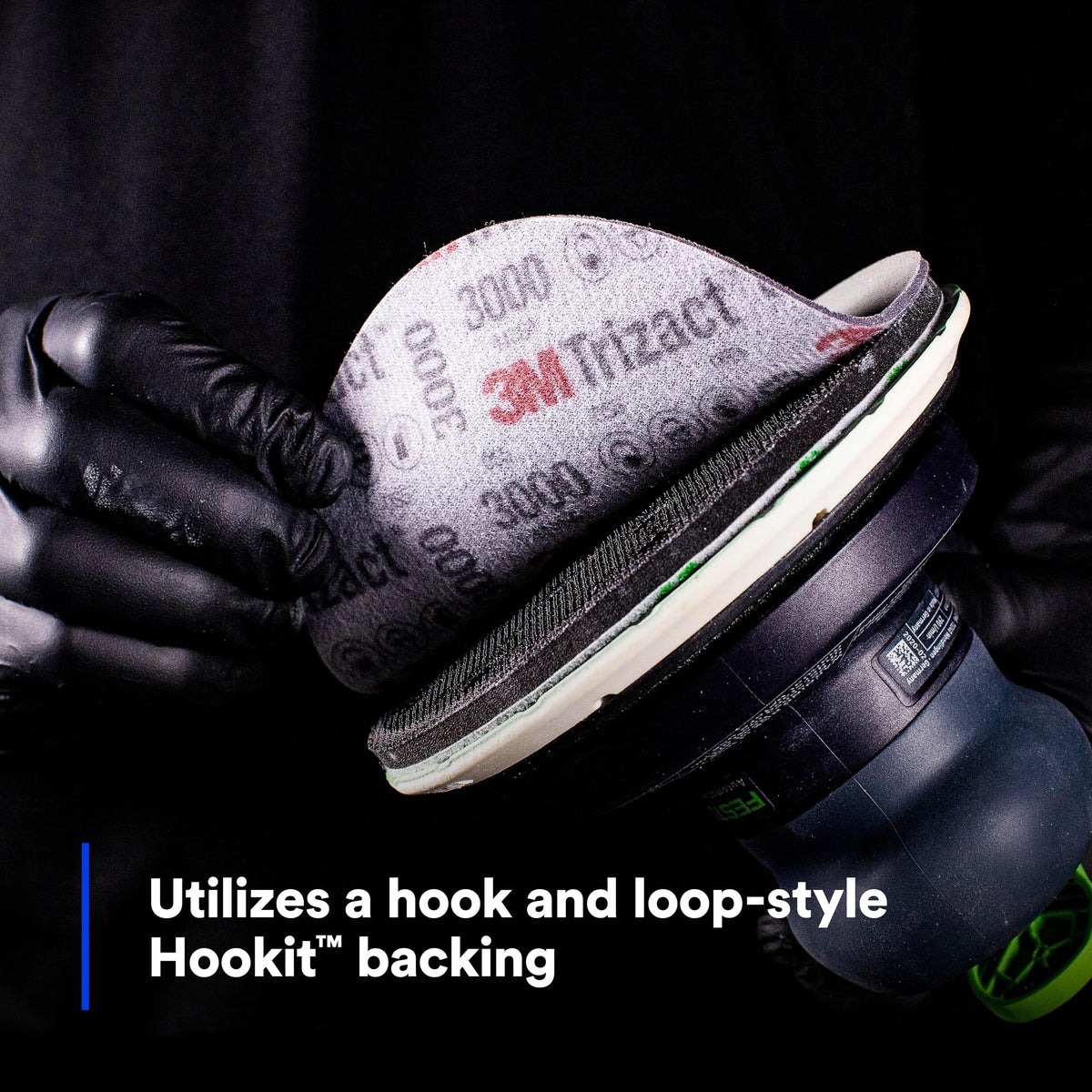 Disc edge feathering on a curved panel with Hookit system