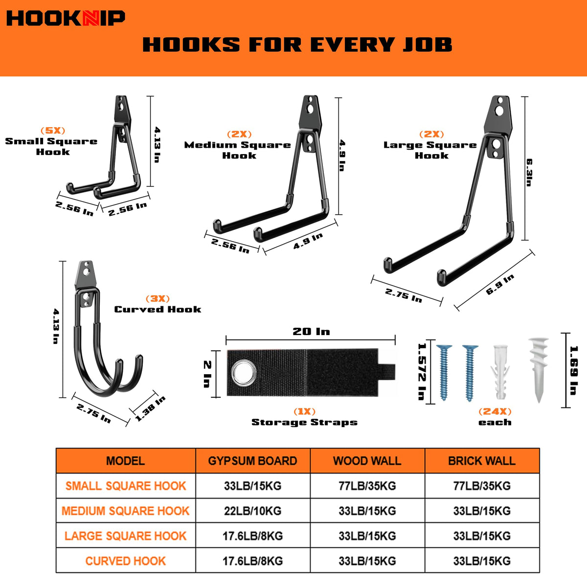 HOOKNIP Pack 13 anti-rust coating protects tools in tough garage conditions