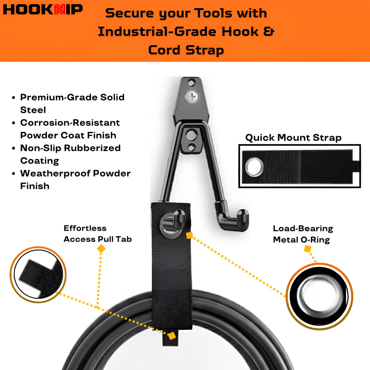 HOOKNIP Pack 13 ladder and bike storage with wall hooks