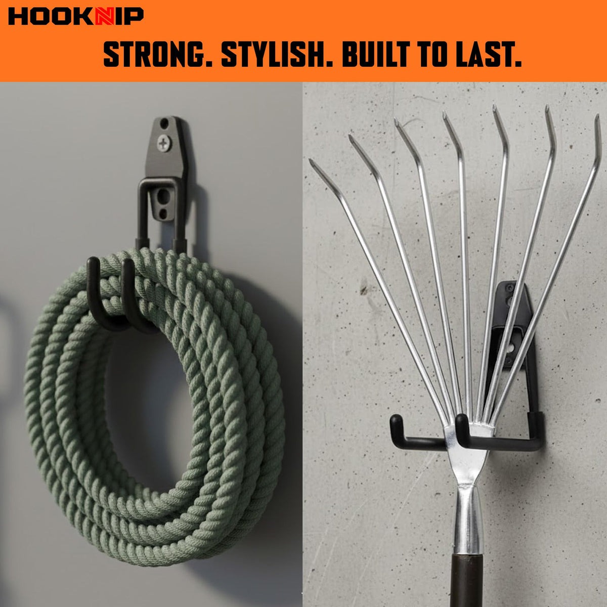 HOOKNIP Pack 13 non-slip PVC coating keeps gear secure