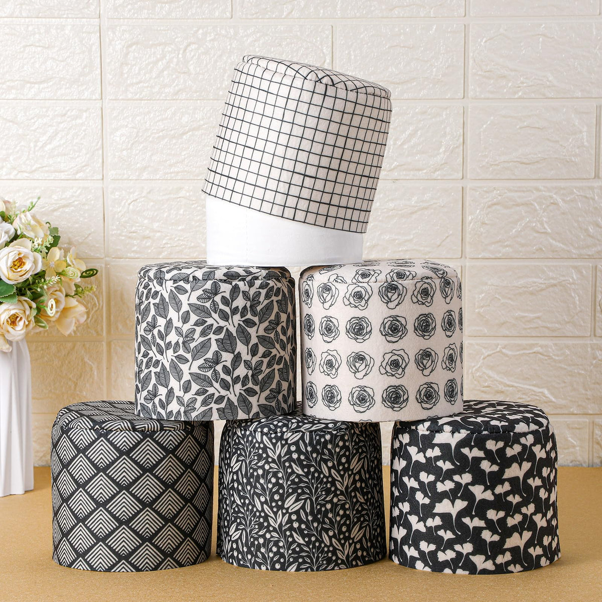 Hoolerry decorative toilet paper cover in floral designs for stylish bathroom decor.