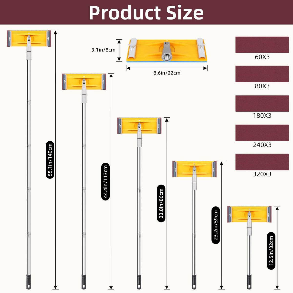 HOOMESUN Pole Sander quick-sandpaper-change system saves time.