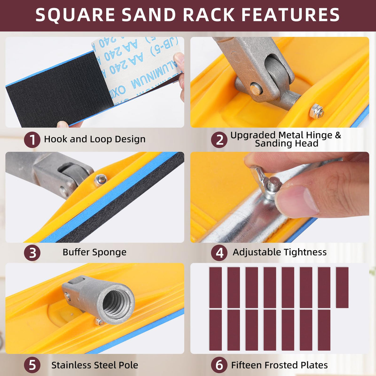 HOOMESUN Pole Sander sandpaper set includes 60-320 grit for versatile tasks.
