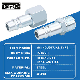 HOOTSUM im industrial coupler compatible with I/M plugs for versatile setups.
