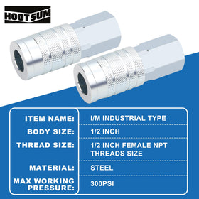 HOOTSUM female NPT air plug 1/2in reliable seals