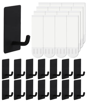 Hoousuper 14-pcs towel hooks with removable strips for damage-free towel organization.