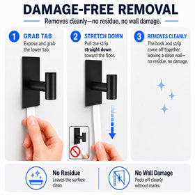 Hoousuper black stainless-steel hooks offer strong load capacity for towels and robes