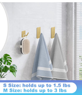 Hoousuper heavy-duty bathroom hooks shown supporting towels and robes.