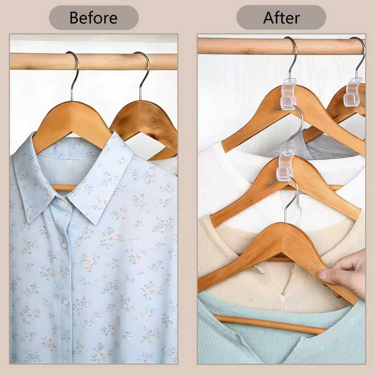 Hoowkawen transparent ABS hanger clip with smooth edges protects clothes.