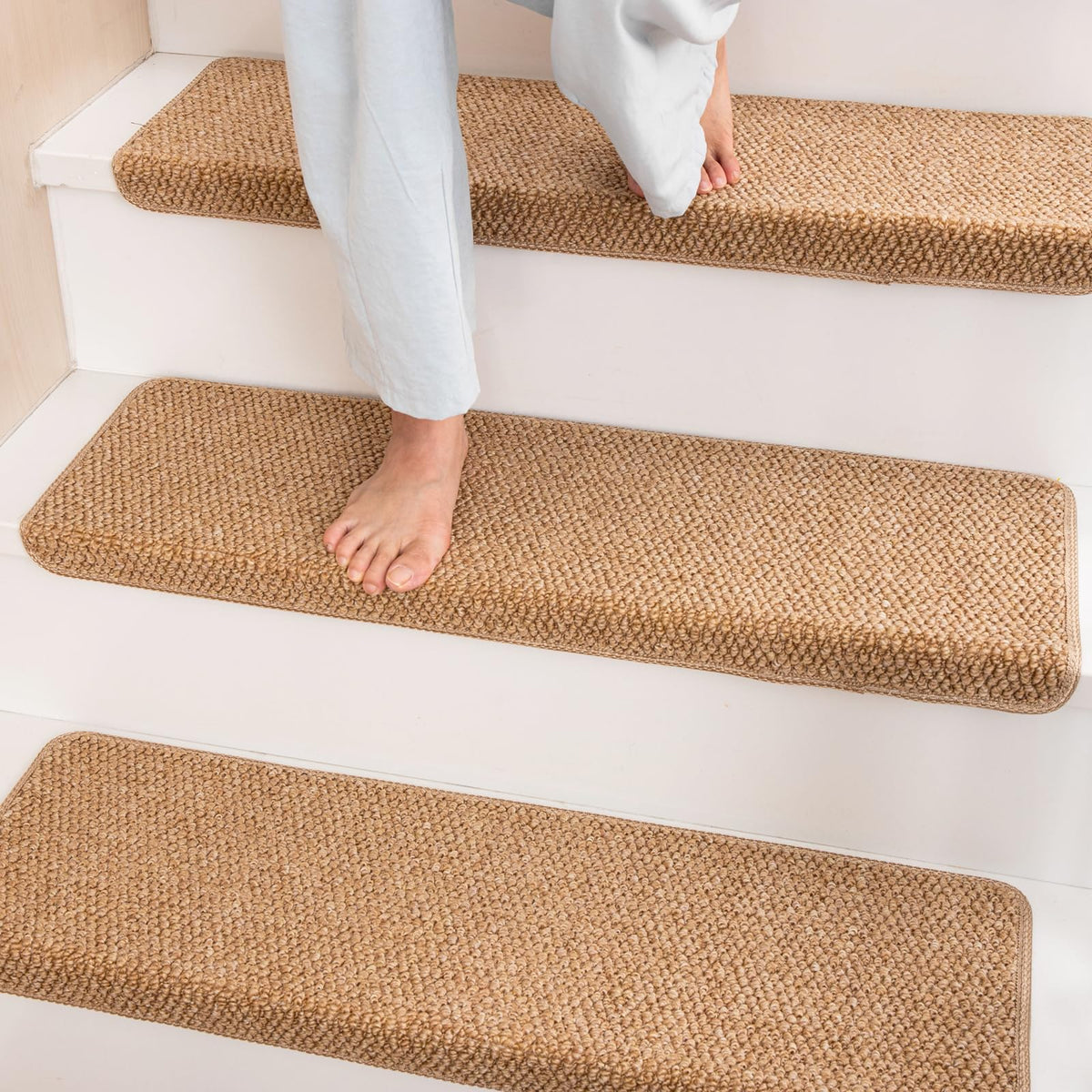 Hopeviva braided sisal look tread close-up shows durable texture.