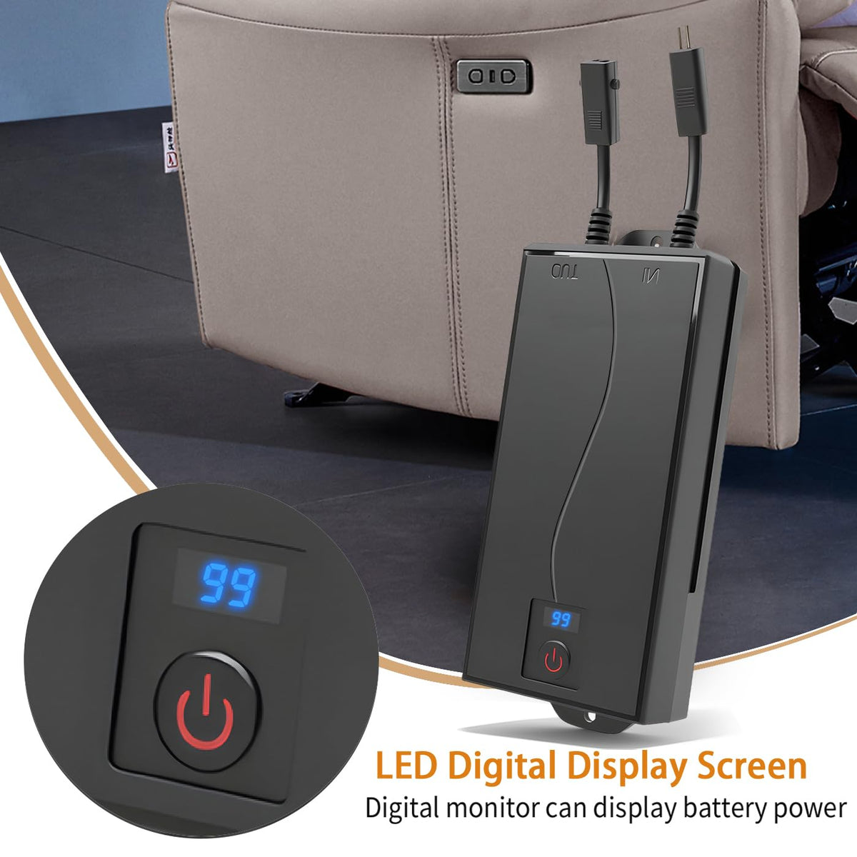 HopeNest 64.75Wh battery pack powering a lift chair without cords