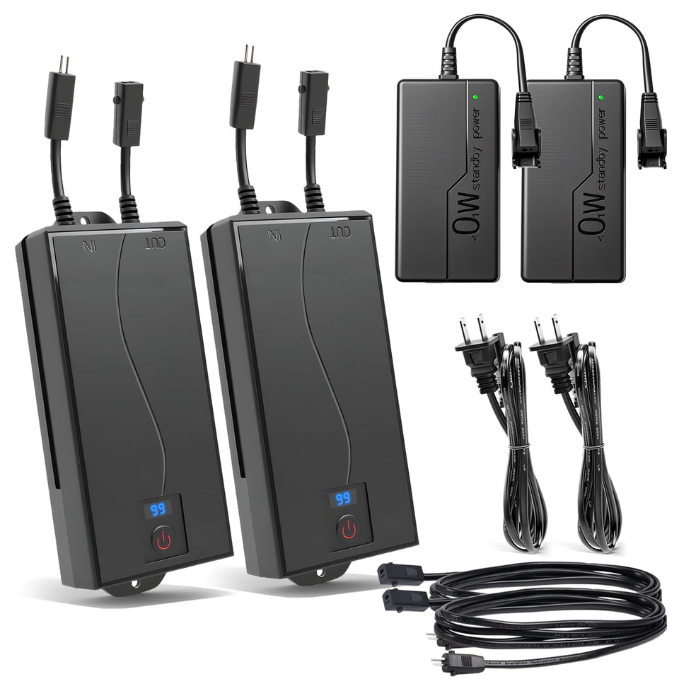 HopeNest 2-pin recliner battery pack with LCD display powering a couch for clear status