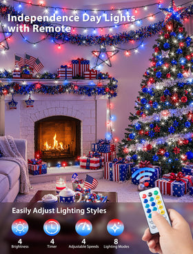 Hopolon patriotic string lights outdoors for festive celebrations