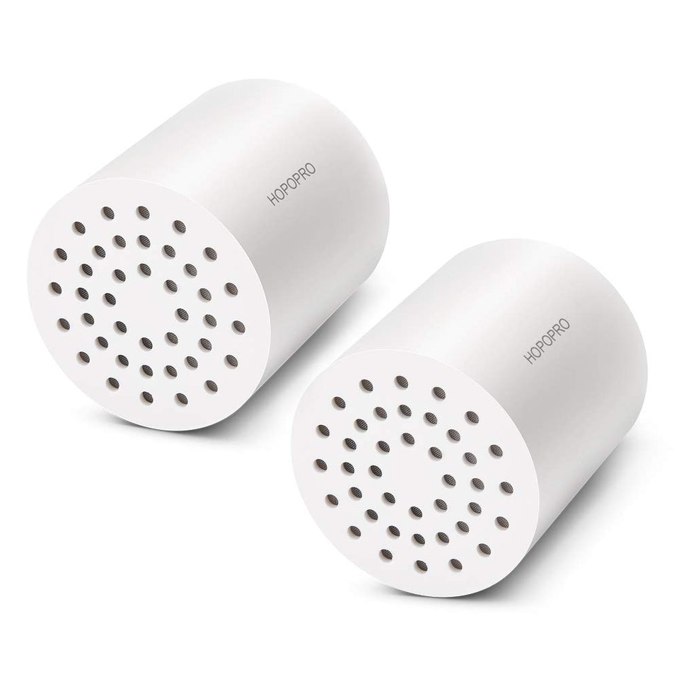 HOPOPRO 18-stage filter in a 2-pack for cleaner water and smoother skin.