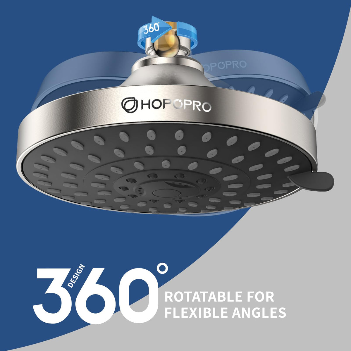 HOPOPRO 360 brass ball connection allows flexible shower angles