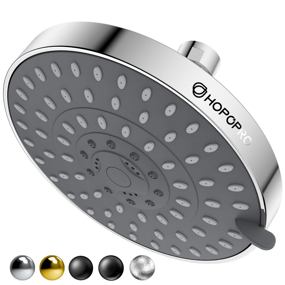 HOPOPRO 5-mode high-pressure shower head with six-inch panel for versatile, refreshing spray options.