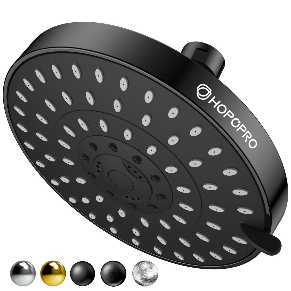 HOPOPRO 5-mode high-pressure shower head with 6in matte black panel for spa-like showers.