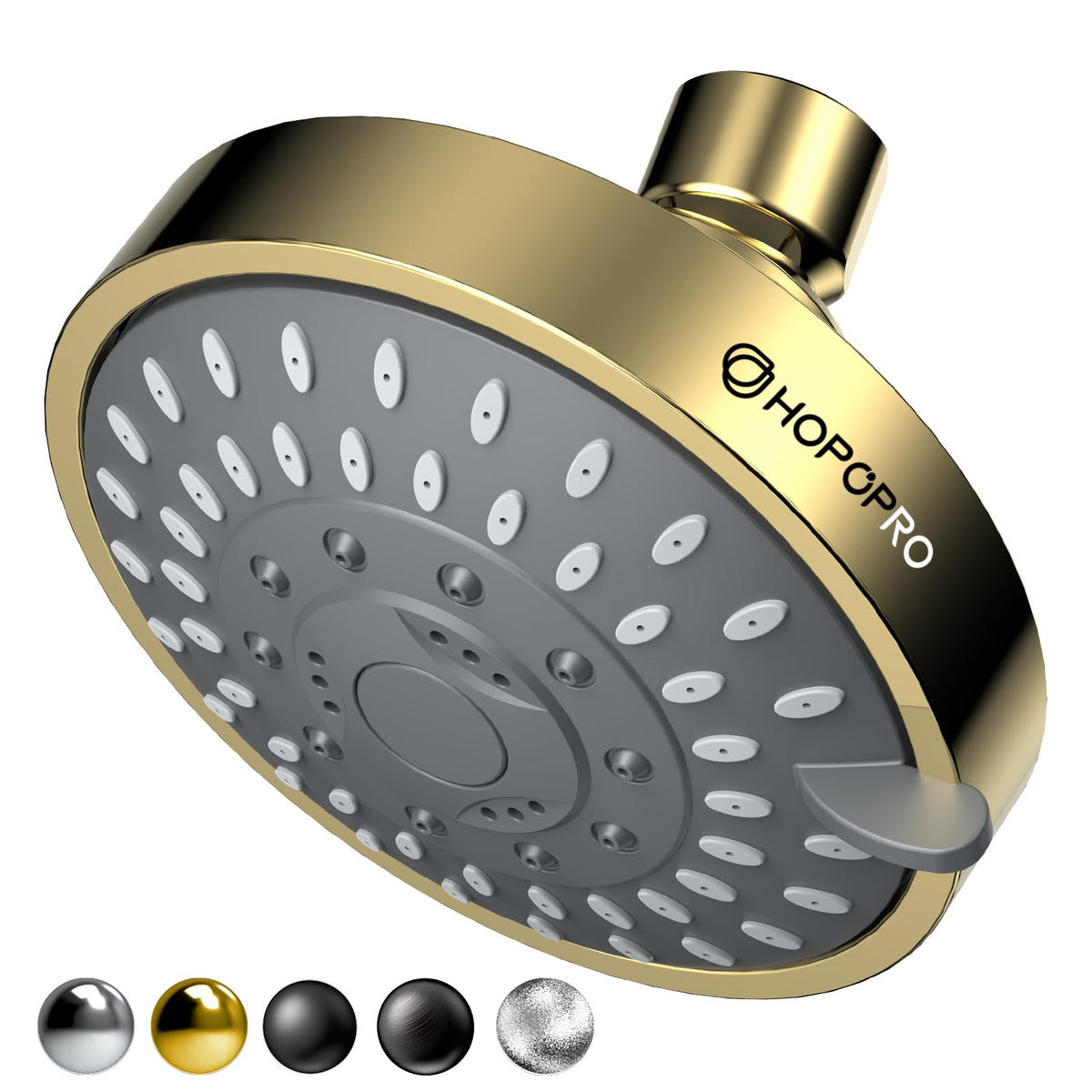 HOPOPRO 5-Mode shower head front view with high-pressure spray for refreshing showers