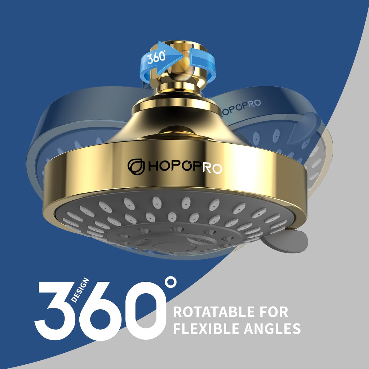 HOPOPRO 5-Mode shower head gold finish adds modern luxury to any bathroom
