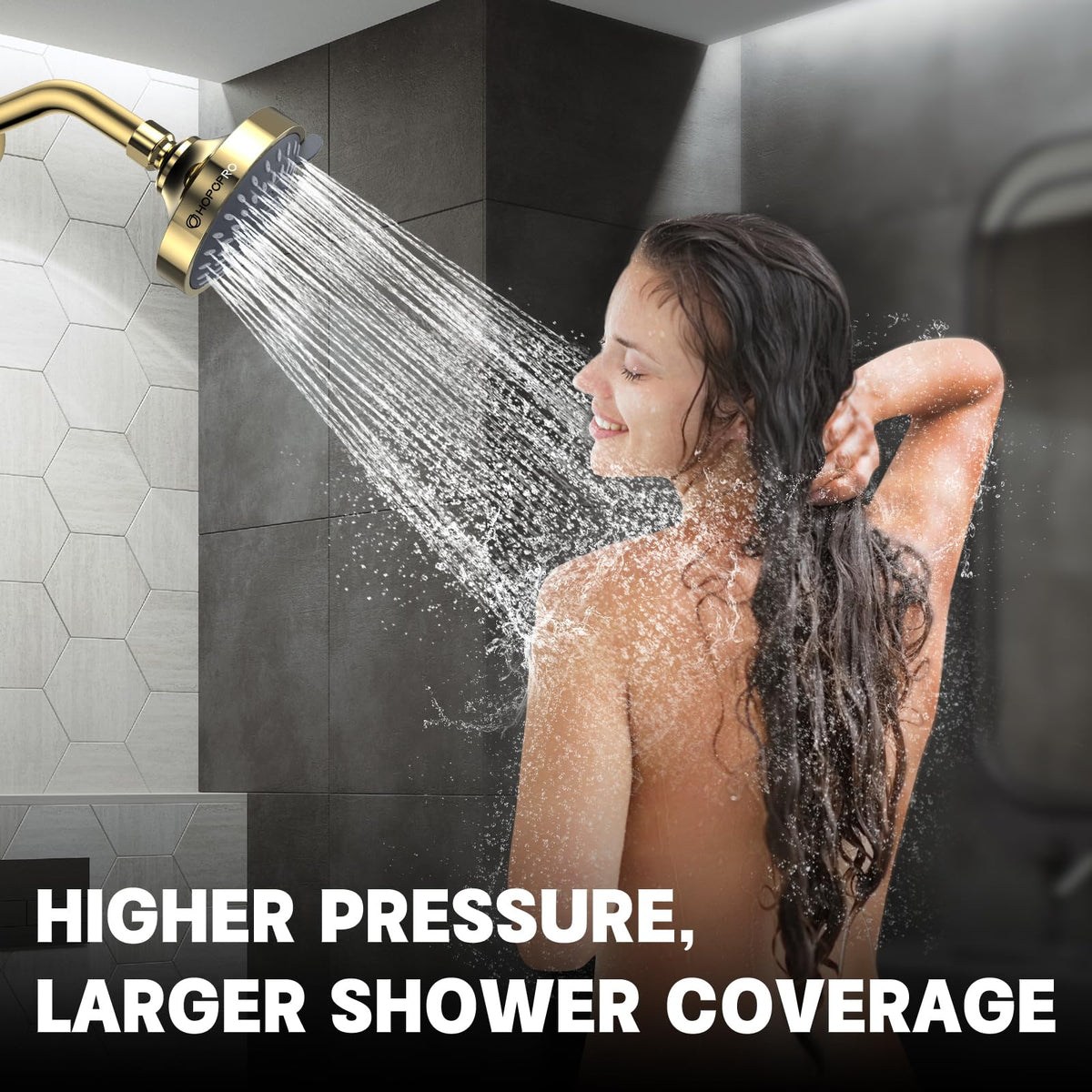 HOPOPRO 5-Mode shower head installation kit with tape and wrench for quick setup