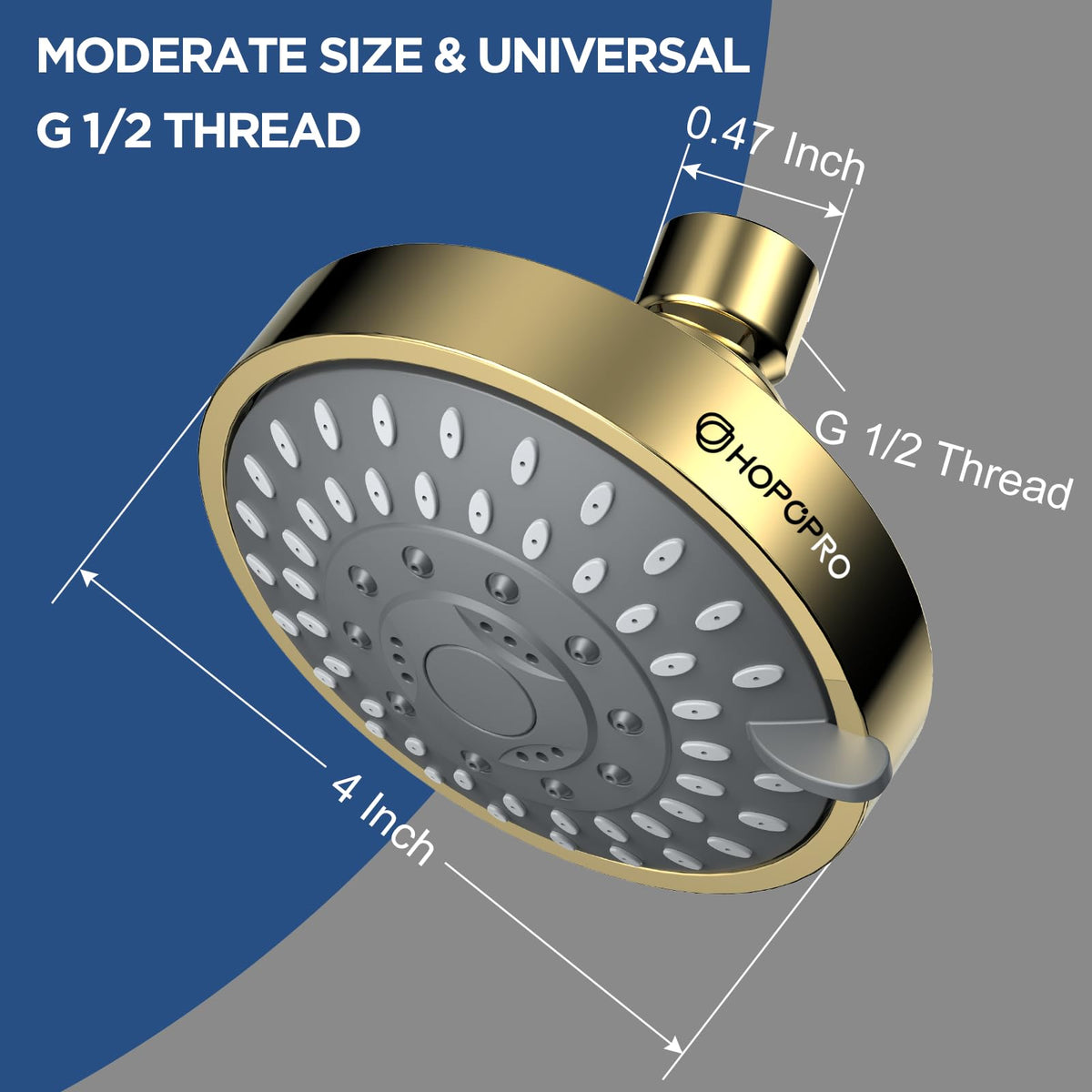 HOPOPRO 5-Mode shower head nozzles closeup highlighting 66 jets for even coverage